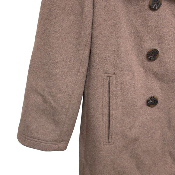 Calvin Klein Wool Blend Double Breasted Coat16 Oat Peacoat Winter Minimalist - Picture 3 of 12